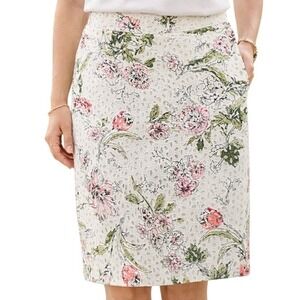 Ann Taylor Floral Eyelet Ivory Skirt Cottagecore Romantic Soft Coquette Size 14